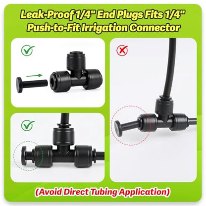Quick Connect 1/4" Drip Irrigation Goof Plug Fitting: 32 Pieces Drip Line End Cap Parts for 1/4-Inch Push to Fit Connectors for Garden Lawn Sprinkler System - size: 1/4" Plug-32P