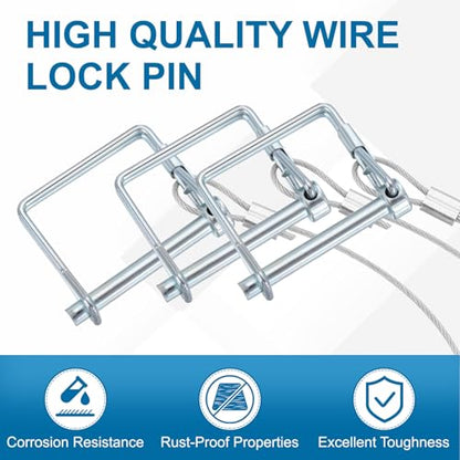PATIKIL 2 Pcs Trailer Coupler Pins, 15/32" x 1-9/16" (12mm x 100mm) Square Shaft Locking Pin with Ear Extended Cord Quick Release Ring Round Arch Wire Retainer for Farm Trailers Hitches - size: 15/32" x 3-15/16"