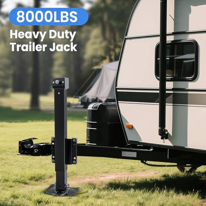 8000 lbs Trailer Jack, 20-24V Drill Compatible, Heavy Duty - color: Black