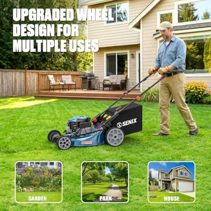 SENIX 22 Inch Self Propelled Gas Lawn Mower 170cc 4-Cycle RWD Mower