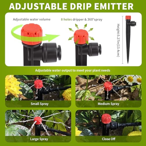 60 Pcs Quick-Connect Drip Irrigation Emitters for 1/4 inch Irrigation Tubing 360 Degree Adjustable Water Flow Drip Irrigation Heads Irrigation Drippers for Potted Plants Flower Raised Bed Vegetable - size: 60 Pcs Quick-connect Drip Emitters