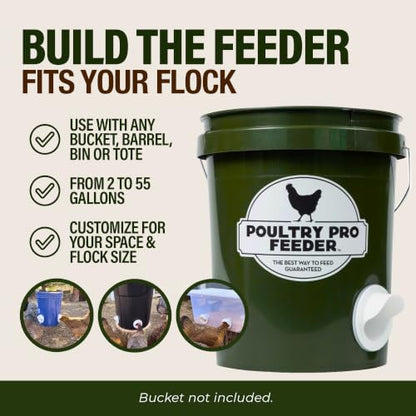Poultry Pro DIY Chicken Feeder Kit, Weatherproof, 3 Ports & Hole Saw - style: Original Feeder 3 Pack