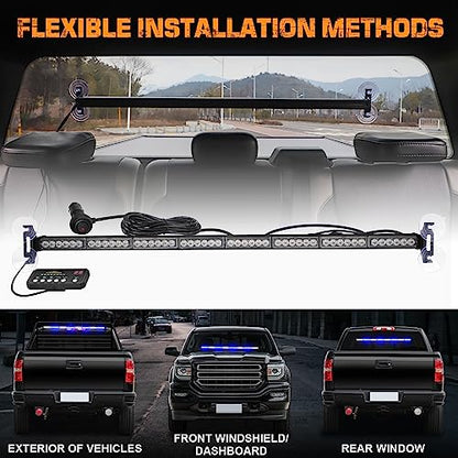 XRIDONSEN 35 inch Blue White Emergency Lights 48 LED Strobe Light Bar - color: Blue/White