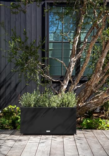 Veradek Block Series Long Box Planter - Rectangular Outdoor Planter - color: Black, size: Medium - 2 Pack