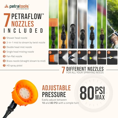 PetraTools 14000 Push Cart Battery Powered Sprayer, 7 Nozzles (14 Gallon)