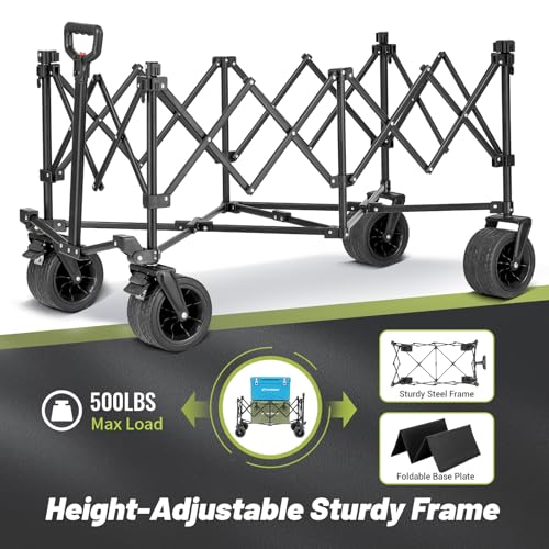 EchoSmile Wagons Carts Foldable Heavy Duty with 500Lbs Wt, 300L Cap, Green - color: Green