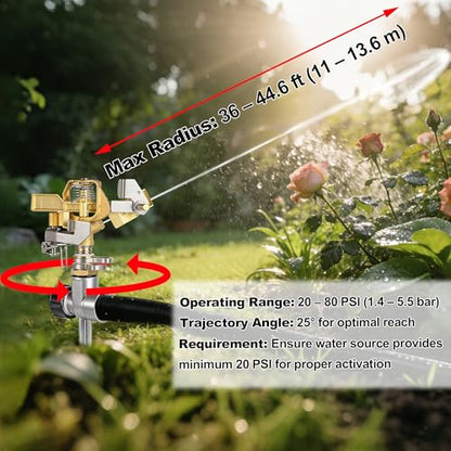 Triumpeek 2 Packs Impact Sprinkler, Brass Head, Aluminum Alloy Stand