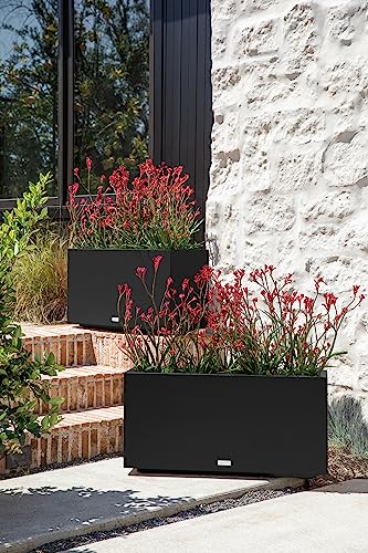 Veradek Block Series Long Box Planter - Rectangular Outdoor Planter - color: Black, size: Medium