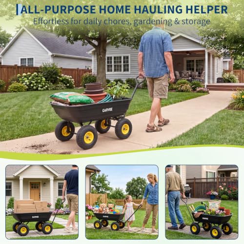 Garvee Garden Dump Cart, 400lb Heavy Duty Poly Wagon with Pneumatic Tires - size: 400LBS