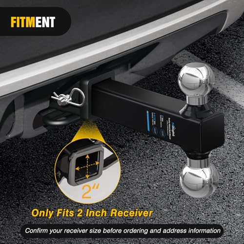 Nilight Trailer Hitch Ball Mount 2" & 2-5/16" Balls Fits 2" Receiver - color: 2" hitch 2 ball