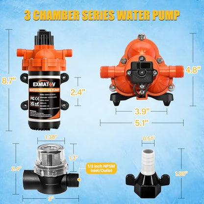 33-Series 110V AC Industrial Water Pressure Pump,4.0GPM 50PSI Self-Priming Water Transfer Diaphragm Pump with Pressure Switch Garden Hose Adapters for Irrigation RV Marine Boat Sprinkler Faucet - size: 110V-4GPM-50PSI