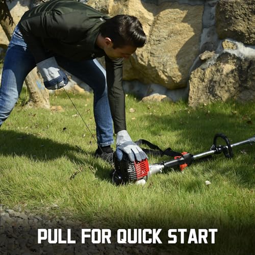 PowerSmart 25.4cc Gas Weed Wacker, 2-in-1 String Trimmer/Edger 16-Inch with 10-Inch Brush Cutter for Grass Cutting, 2025 Version