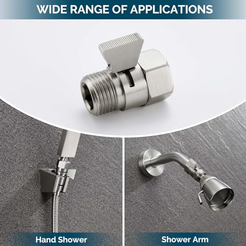 Angle Simple Shower Valve Brushed Nickel, Flow Adjuster Restrictor Shut Off - color: Brushed Nickel
