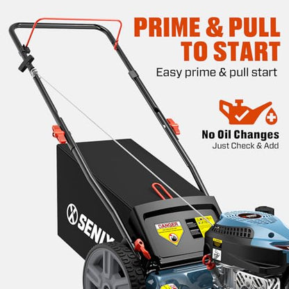SENIX 21-Inch Gas Push Lawn Mower, 144cc, Steel Deck, 6-Height