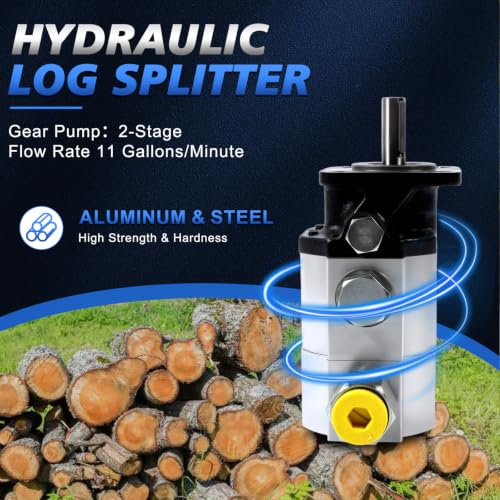 2-Stage Hydraulic Log Splitter Pump 3000 PSI 11GPM 1" Inlet 1/2 NPT - size: 11GPM