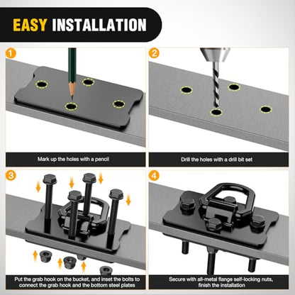 Nilight 1/2" Heavy Duty Trailer D Ring Tie Down Anchors with Backing Plates - color: Black, size: D Ring