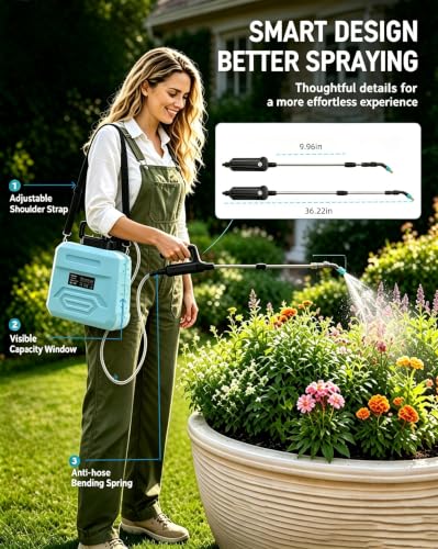 DEGGE Battery Powered Sprayer 2 Gallon, 7.4V Powerful Electric Pump Sprayer - color: Blue