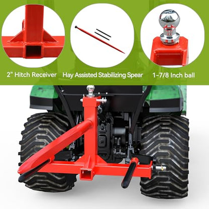 AUTOSAVER88 49" Hay Bale Spear, 3 Point Quick Hitch for Category 1 Tractors