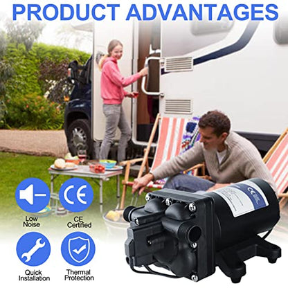 Tdrsuper Water Pressure Booster Pump, 110V AC Water Diaphragm Pump, 5.5GPM 75PSI with Power Plug, Self Priming RV Water Pump for Home Kitchen Bathroom RV Marine Yacht Garden Hose Black - style: 110V 5.0GPM 70PSI