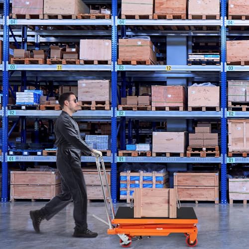 VEVOR Hydraulic Lift Table Cart, Orange, 50-Inch