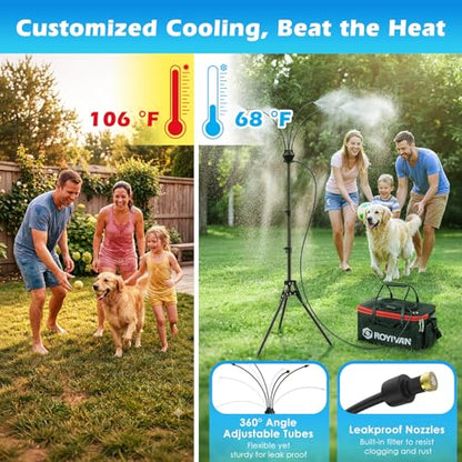 Roylvan Portable Misters for Outside Patio, Battery-Powered with 4 Nozzles