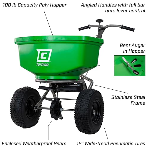 CHAPIN 89400C TurfPro 100 lb Lawn Spreader, Contractor, Stainless Steel - style: 100Lbs, Contractor