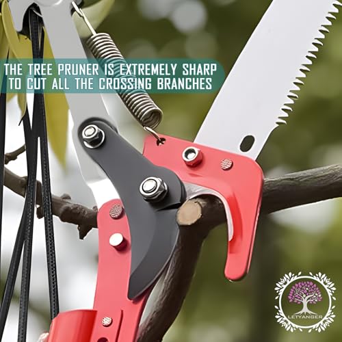 7.3-27FT Extendable Long Handle Pole Saw with Blade and Branch Scissors