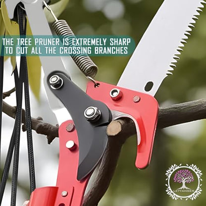 7.3-27FT Extendable Long Handle Pole Saw with Blade and Branch Scissors
