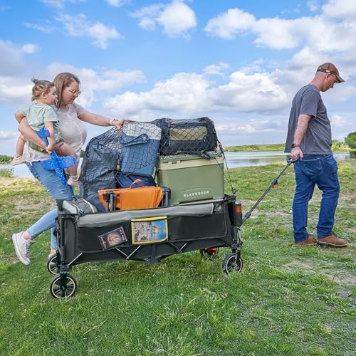 Timber Ridge 51.2'' Extended Collapsible Wagon Cart with Brakes - color: Gray, size: 400L