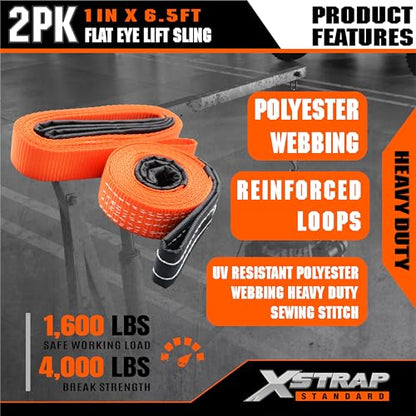XSTRAP STANDARD 2PK 1"x6.5ft Lifting Sling Straps 2000 lb Vertical Capacity - style: 2PK 1''x6.5ft