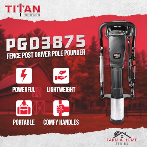 Titan PGD3875 Gas-Powered Post Driver, 1.3 HP, 3 7/8" Max Diameter, 50 lbs