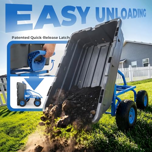 Sekey Garden Dump Cart, 1000 lb Capacity, Quick-Release Bed - color: Gray, size: 1000lbs