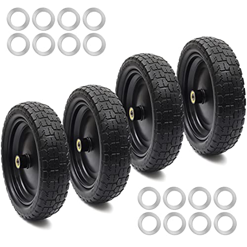 AR-PRO (4 Pack) 13" Flat Free Tire and Wheel, 5/8" Bore, 2.17" Offset Hub - size: 13" Solid Tire (4-Wheel)