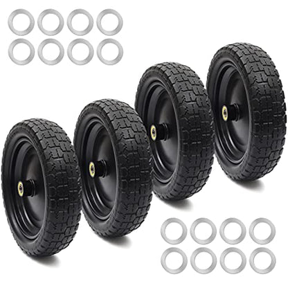 AR-PRO (4 Pack) 13" Flat Free Tire and Wheel, 5/8" Bore, 2.17" Offset Hub - size: 13" Solid Tire (4-Wheel)