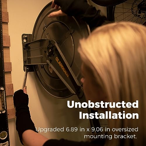 GLAHODEN Double Arm Air Hose Reel 50 ft Retractable, 1/2 in Hybrid Hose Heavy Duty Steel Professional Air Compressor Hose Reel with 5 ft Lead in Max 300PSI Auto Rewind Quick Coupler Swivel Fitting - size: 1/2" 50FT