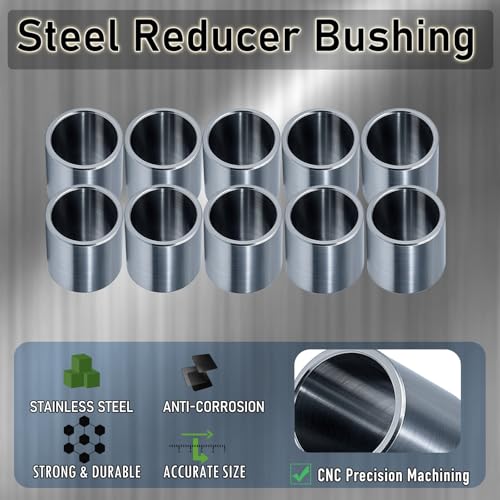 Stainless Steel Reducer Bushing, Screw Standoff Metal Spacer 3/4" to 5/8" Steel Reducer Standoff Bushing Adapters for 5/8" Screws Bolts and Rods, Round Metal Stainless Steel Spacer Set of 10 - size: 3/4" to 5/8"