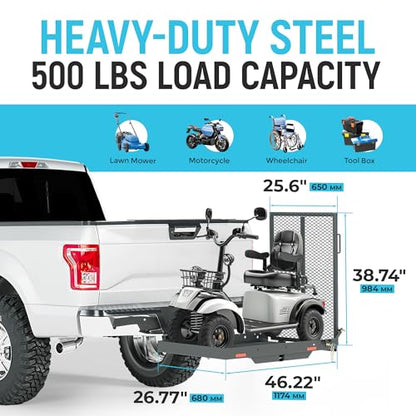 ECOTRIC 46.2 X 26.8 X 38.7 Inch Hitch Cargo Carrier W/Ramp Foldable 500 Lbs
