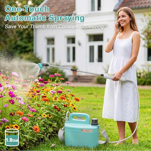 Battery Powered Garden Sprayer 1.5 Gallon, Lightweight Electric Weed Sprayer with Telescopic Wand & Adjustable Nozzles, Portable Yard Sprayer for Plant Watering, Lawn Care, Fertilizing,Gardening - size: 1.5 Gallon
