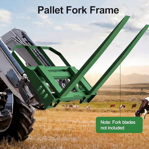 Pallet Forks Quick Attach Pallet Forks 4409 lbs Universal Skid Steer Pallet Fork Attachmen 45“ Pallet Fork Frame for Tractors and Loaders (Green)
