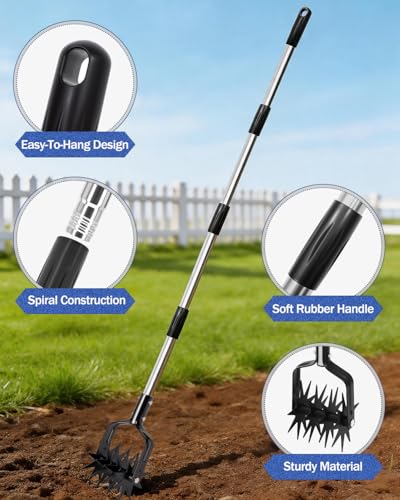 Joyhalo Rotary Cultivator Garden Tool Manual Hand Tiller