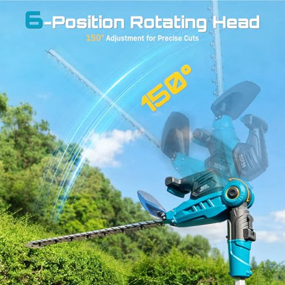 SEESII 2-in-1 Pole & Hedge Trimmer Cordless,20" Electric Bush Trimmer 8.5ft - color: Light Blue