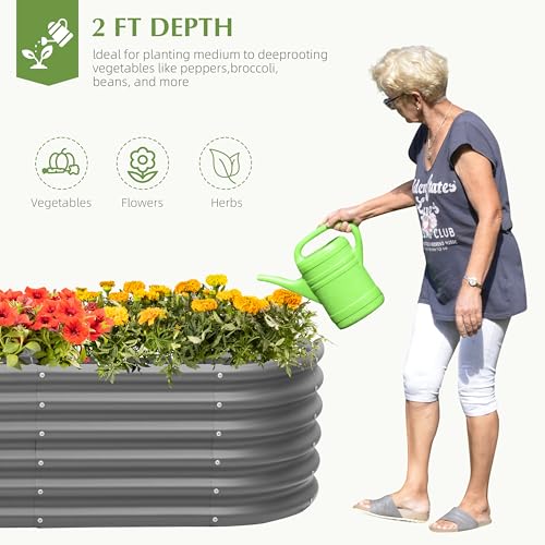 Besebay Galvanized Raised Garden Bed, Outdoor Planter Bed, - color: Dark Grey, size: 8x2x1.5ft