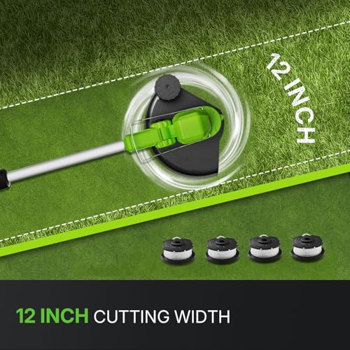WORKIT Electric Weed Wacker Cordless, 20V Weed Eater Edger Lawn Tool - size: 12 Inch-2*2.0Ah Battery