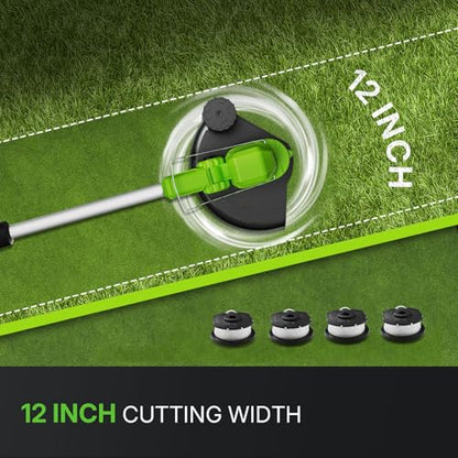 WORKIT Electric Weed Wacker Cordless, 20V Weed Eater Edger Lawn Tool - size: 12 Inch-2*2.0Ah Battery
