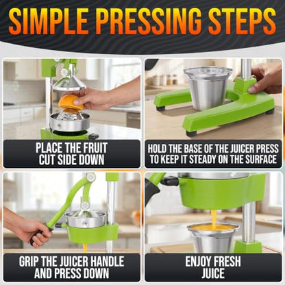 Cast Iron Juicer Hand Press, Heavy-Duty Squeezer (Green) - color: Green