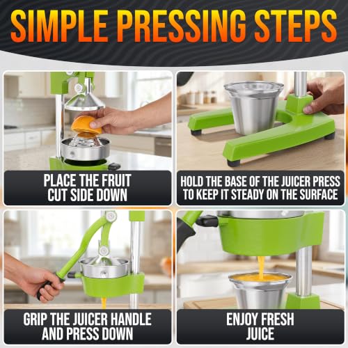 Cast Iron Juicer Hand Press, Heavy-Duty Squeezer (Green) - color: Green