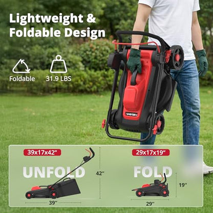 AMERISUN 14-Inch Electric Lawn Mower, 12.5 Amp 1500W Corded Push Mower