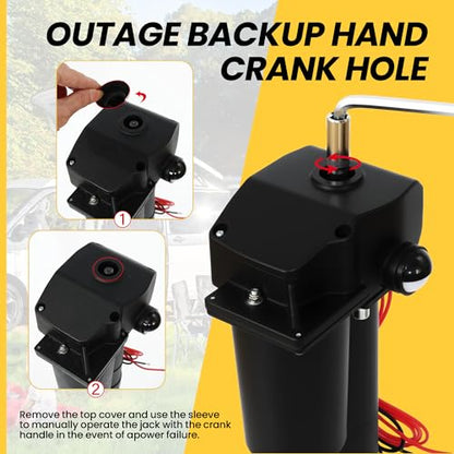 12V Electric Tongue Jack 3500lb A-Frame Heavy Duty Trailer Jack 18” Travel Add 4.5” with The Drop Foot & LED Light for Travel Trailer Camper,Protective Cover Included