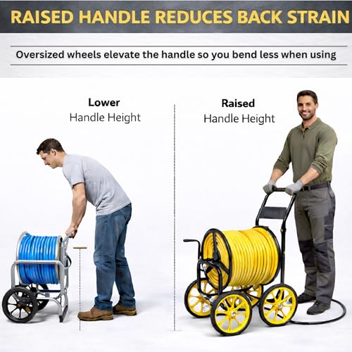 Garden Hose Reel Cart, Heavy Duty Hose Reel with Wheels, Outdoor Water Hose Reel for Backyard, Garden, or Lawn, Metal Hose Carts (400ft Hose Carriage) - size: 400ft Hose Carriage