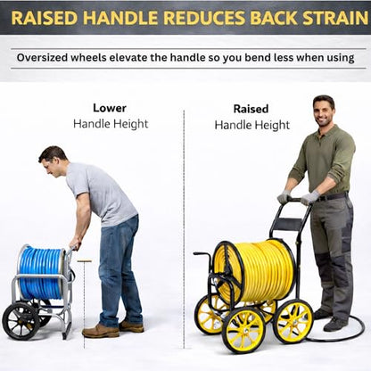 Garden Hose Reel Cart, Heavy Duty Hose Reel with Wheels, Outdoor Water Hose Reel for Backyard, Garden, or Lawn, Metal Hose Carts (400ft Hose Carriage) - size: 400ft Hose Carriage